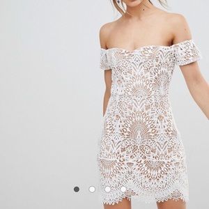 Boohoo lace overlay Bardot dress